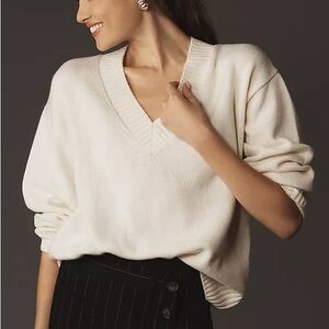 Reformation Jadey Cashmere Cream V-Neck Sweater XS